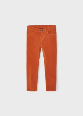 537- Basic slim fit cord trousers for boy - Pumpkin