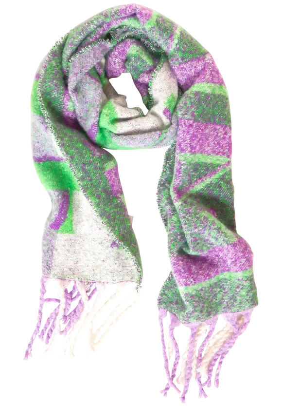 572216- Big Cosy Scarf- Green/Purple- Street One