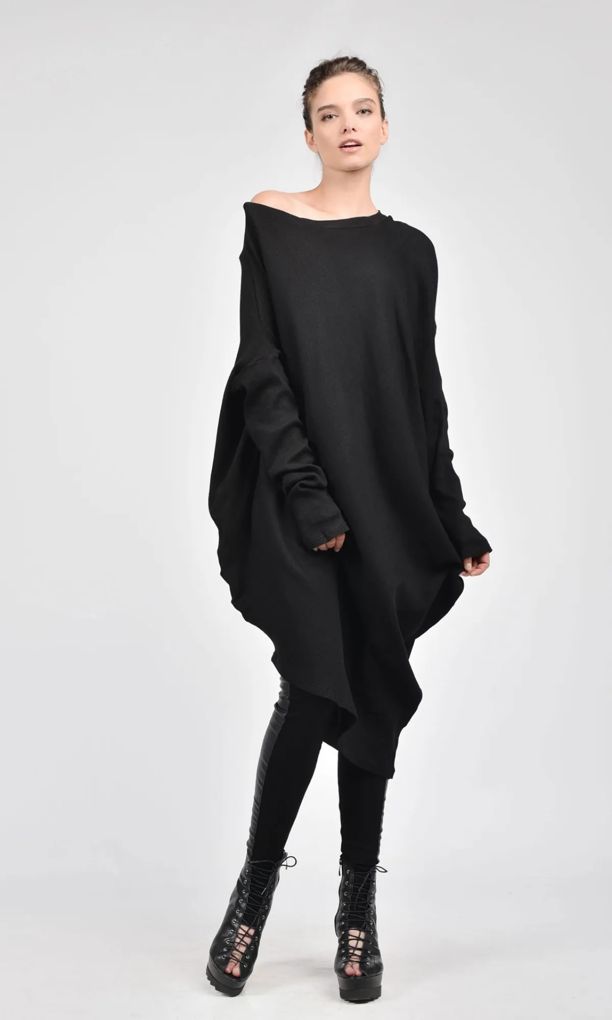 Aakasha  |Rib Long Sleeves Plain Tunics