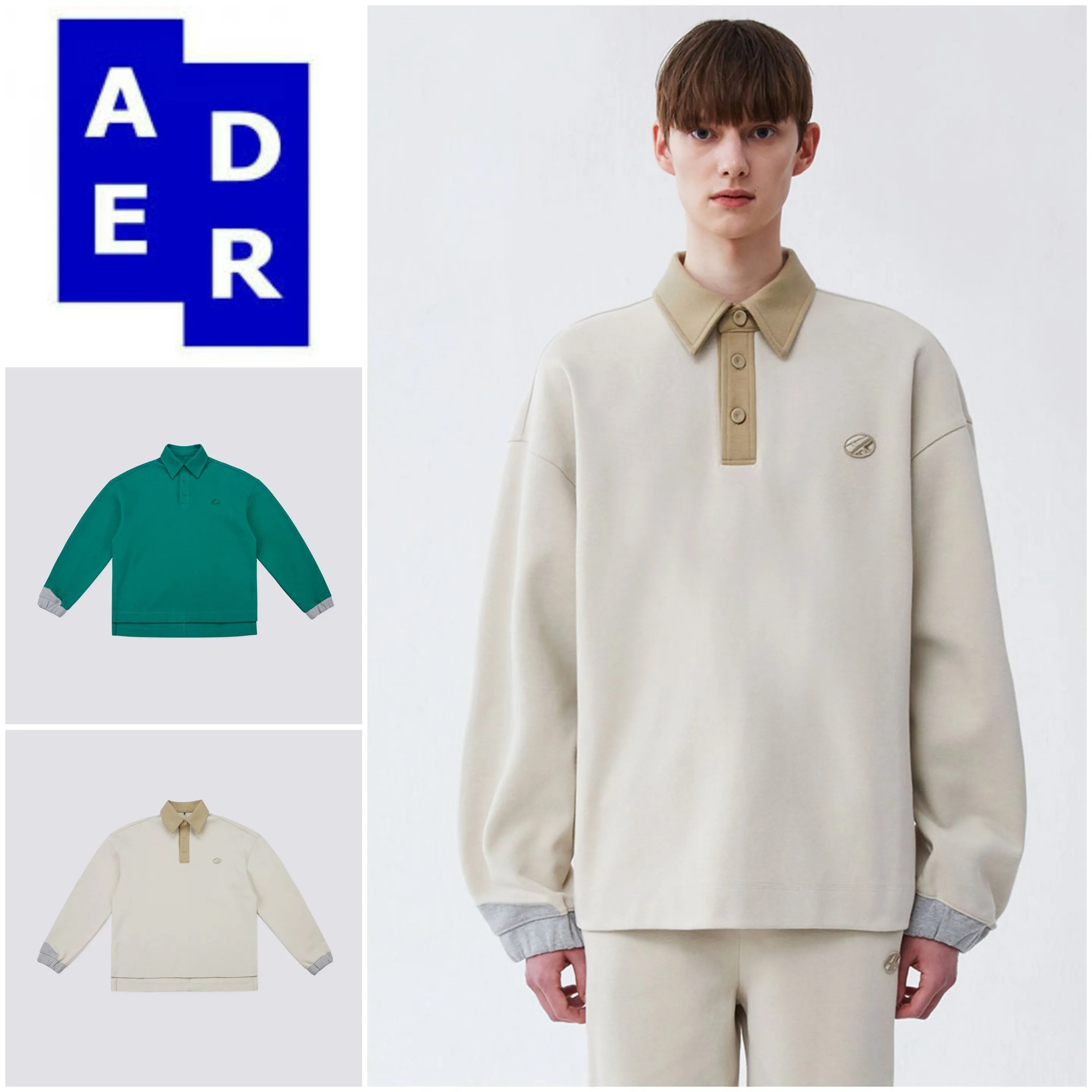 ADERERROR  |Unisex Street Style Long Sleeves Logo Polos