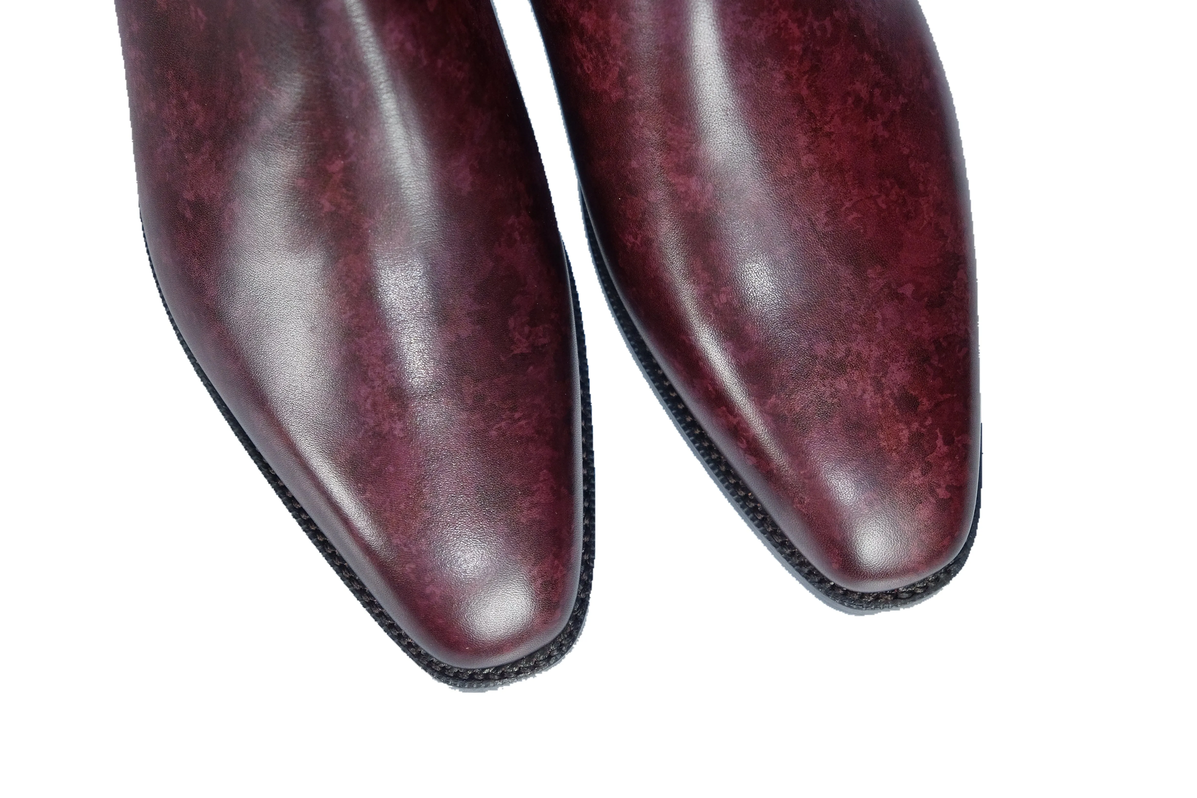 Alki - MTO - Mulberry Marble Patina - LPB Last - Single Leather Sole