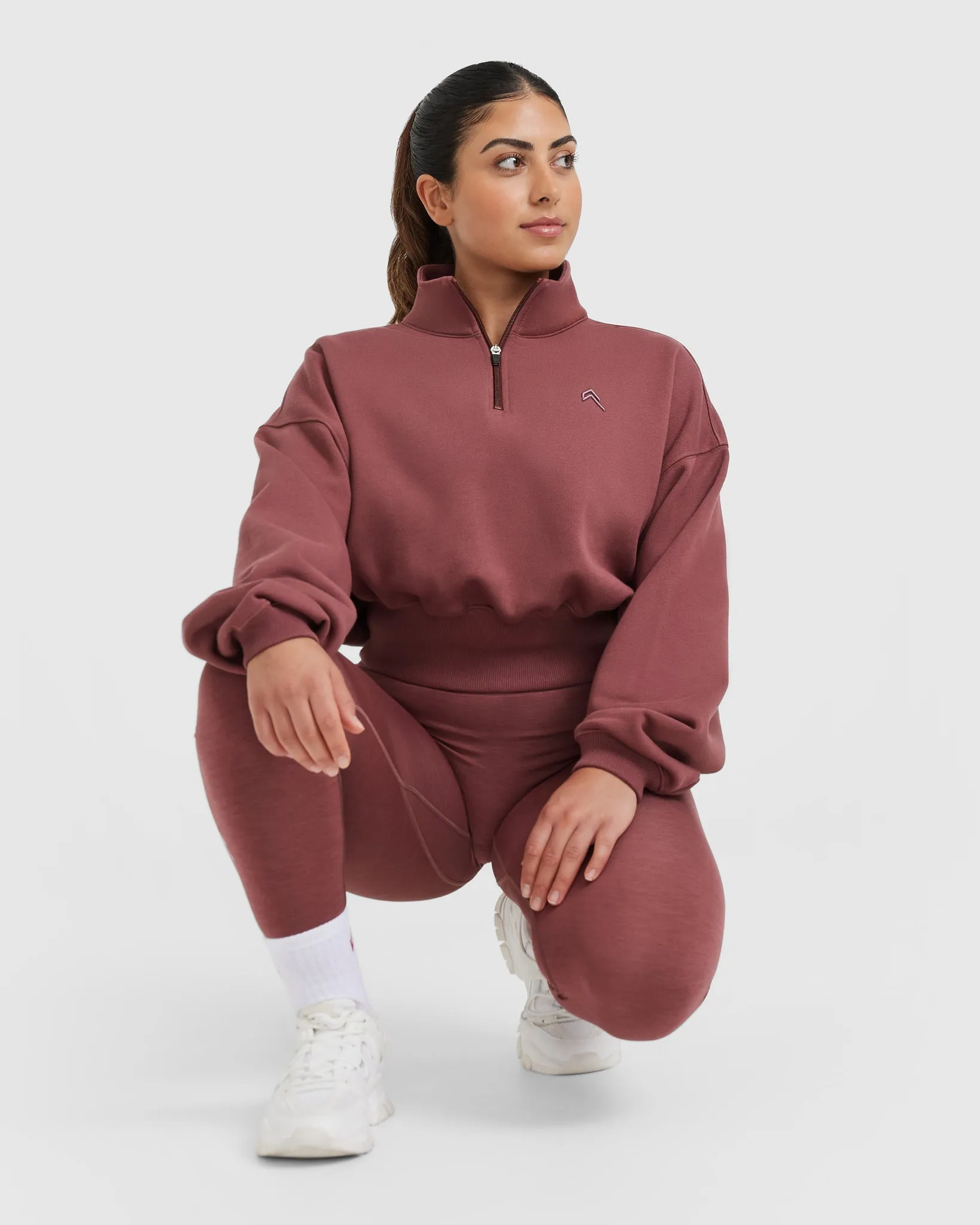 All Day Crop 1/4 Zip Sweatshirt | Berry