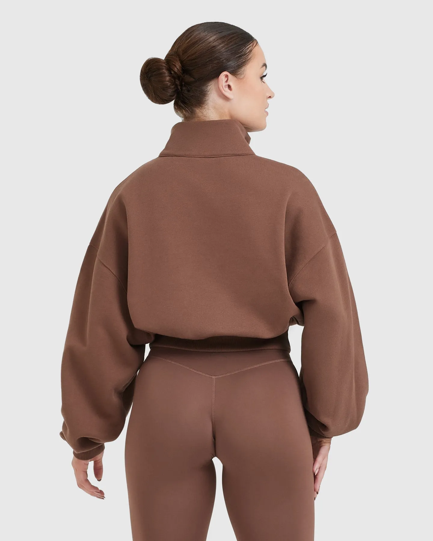 All Day Crop 1/4 Zip Sweatshirt | Chestnut