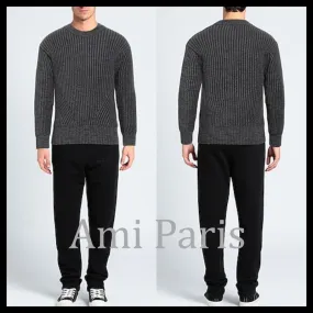 AMI PARIS  |Pullovers Unisex Wool Street Style Long Sleeves Plain Logo