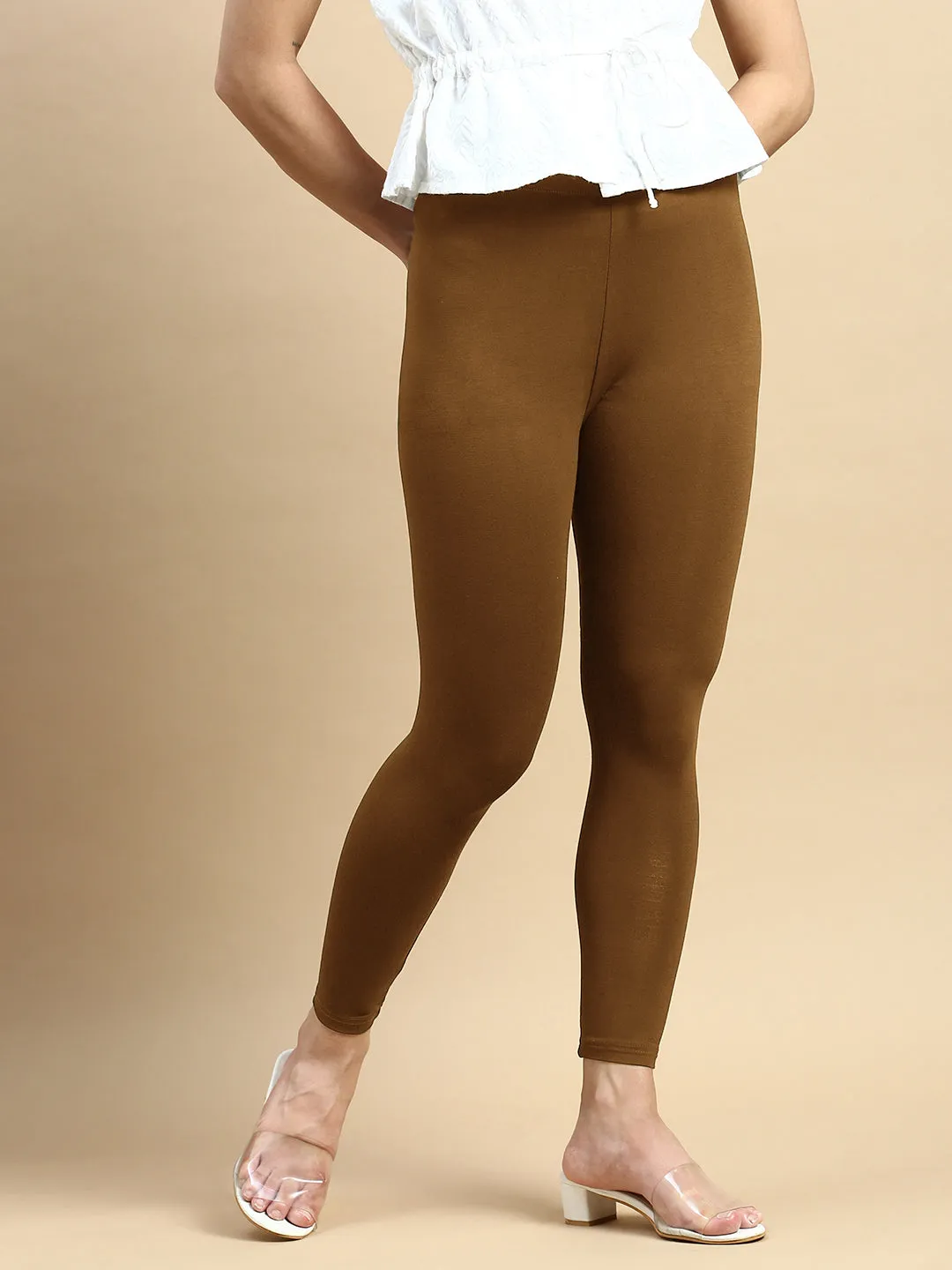 Ankle Length Leggings Viscose-Brown Oak