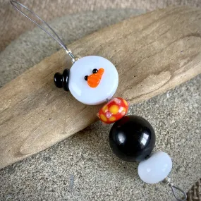 Avant Garde Shungite Snowman Ornament With Orange Scarf