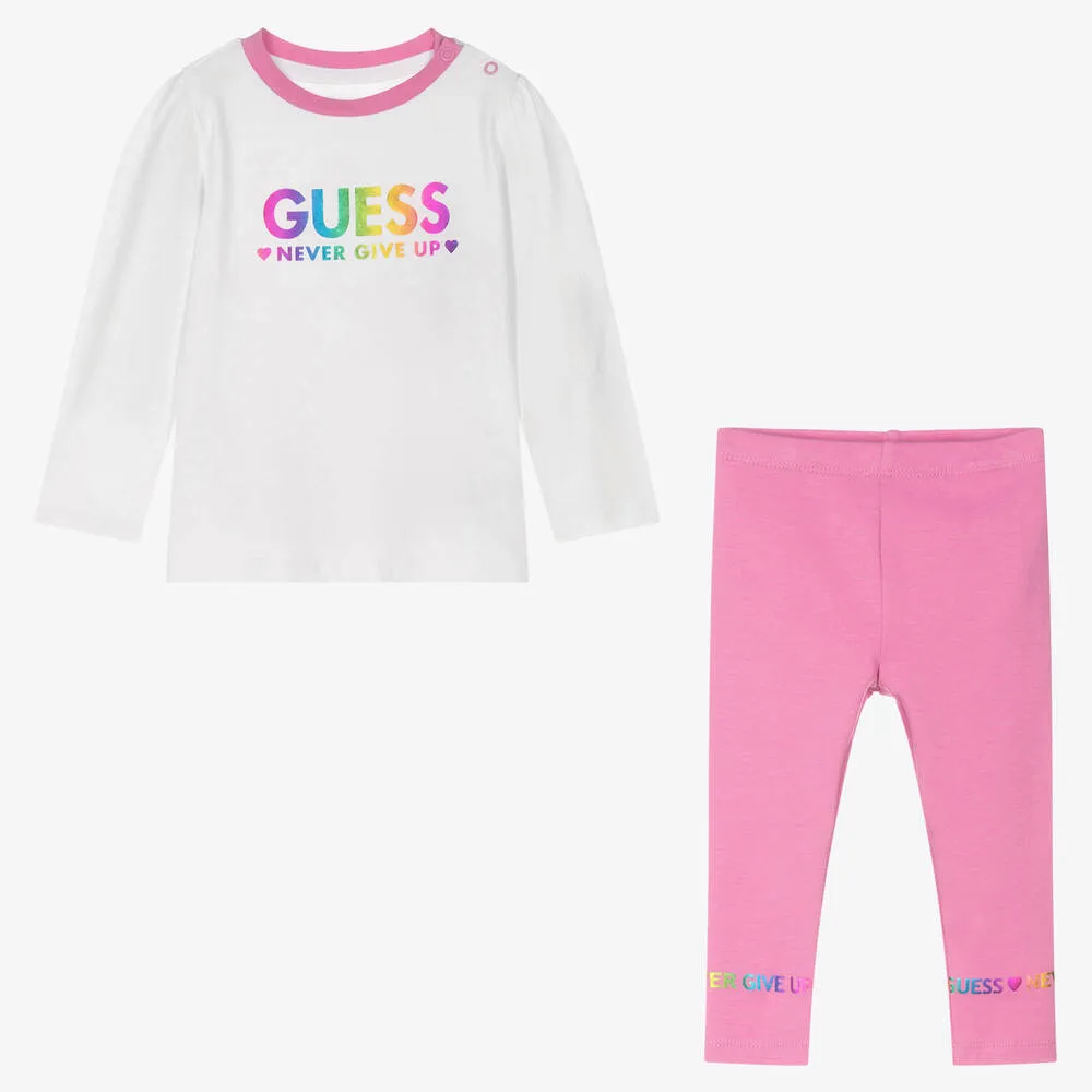 Baby Girls Pink Cotton Leggings Set