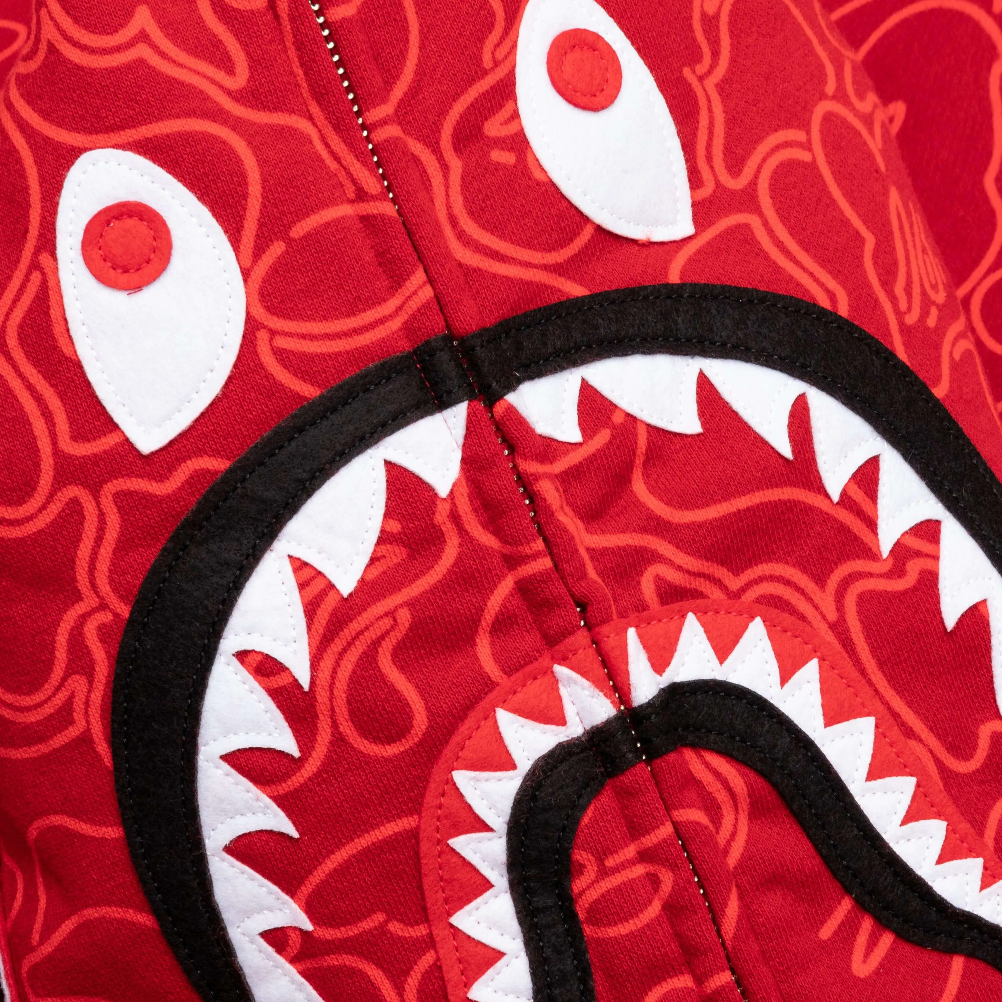 Bape 30th Anniversary Line Camo Shark Full Zip Hoodie - Red