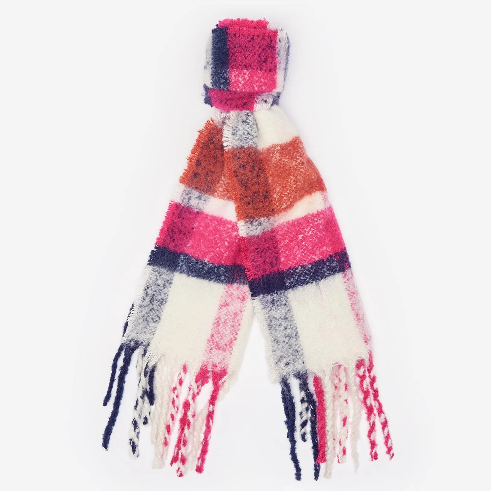 Barbour Ladies Rawson Check Scarf in Dahlia/Navy