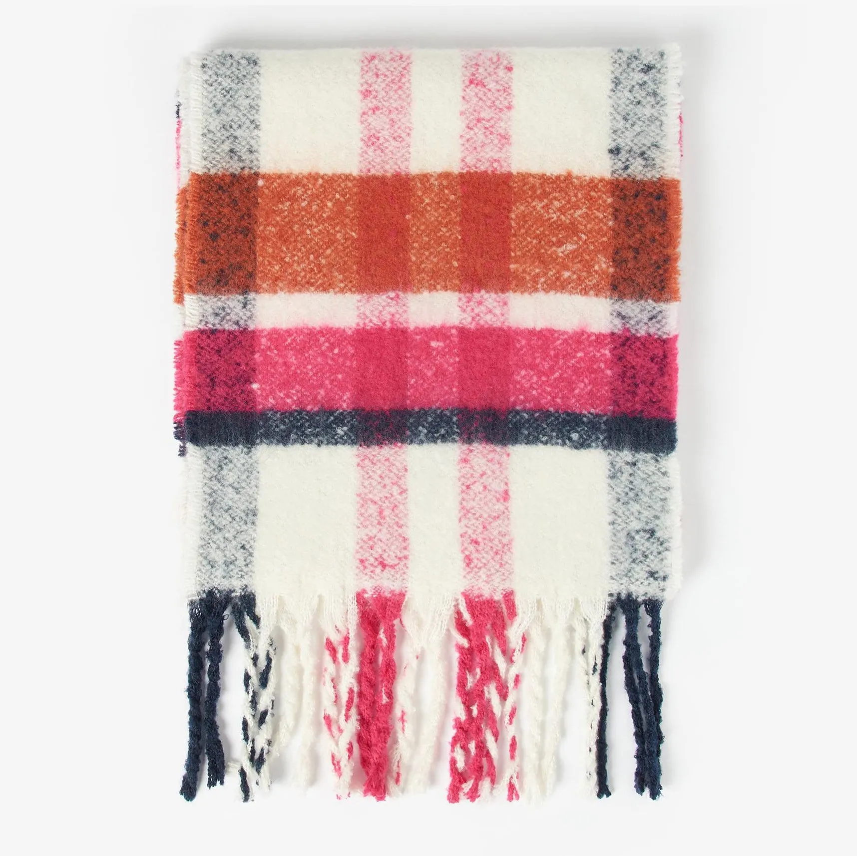 Barbour Ladies Rawson Check Scarf in Dahlia/Navy