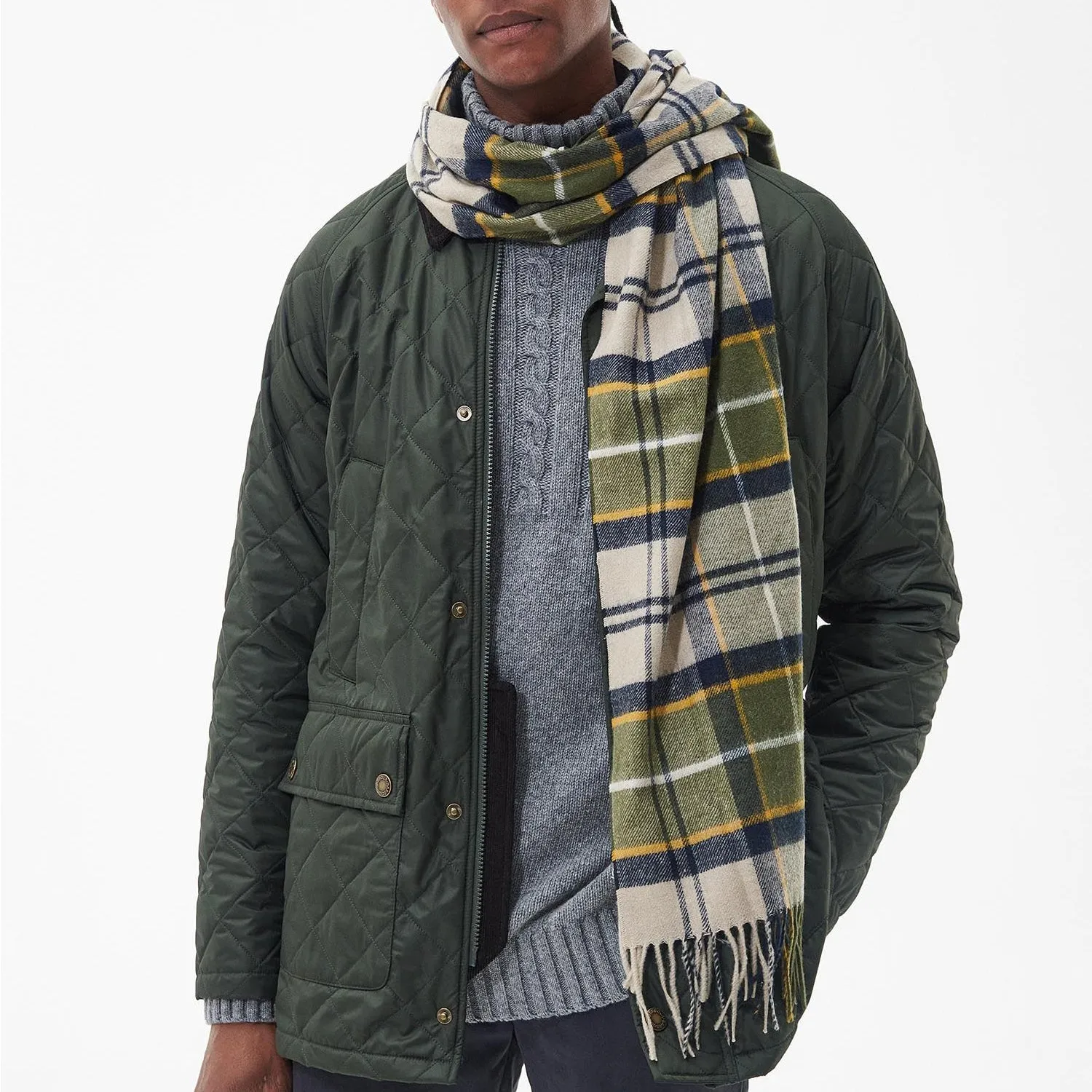 Barbour Yaxley Tartan Scarf in Forest Mist Tartan