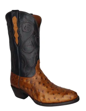 Black Jack Mens Black Burnished Cigar Full Quill Ostrich Boots