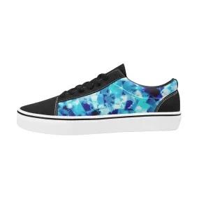 Blue Acid Wash Tie-Dye Men's Low Top Skateboarding Shoes