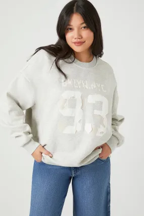 BRKLYN Distressed Graphic Fleece Sweatshirt