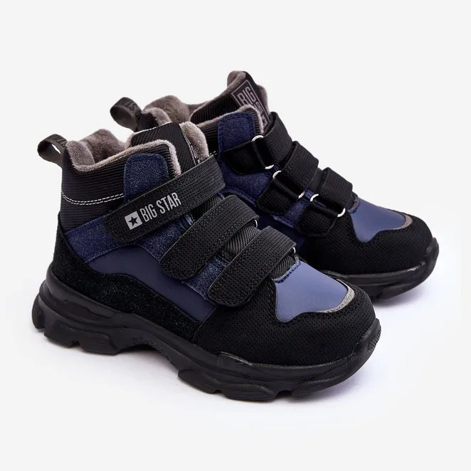 Children's Insulated Snow Boots Navy Blue Big Star MM374172