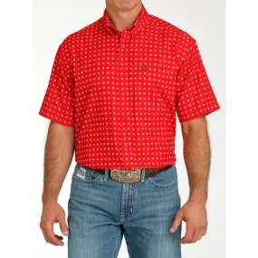 Cinch Men's Red Print Arenaflex Short Sleeve