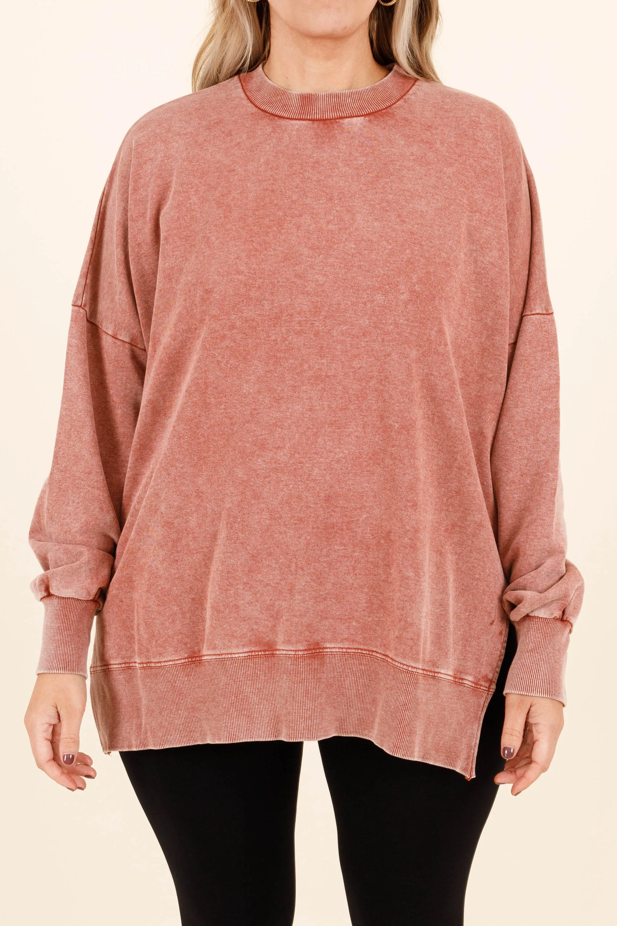 Cozy Crewneck Pullover, Rust