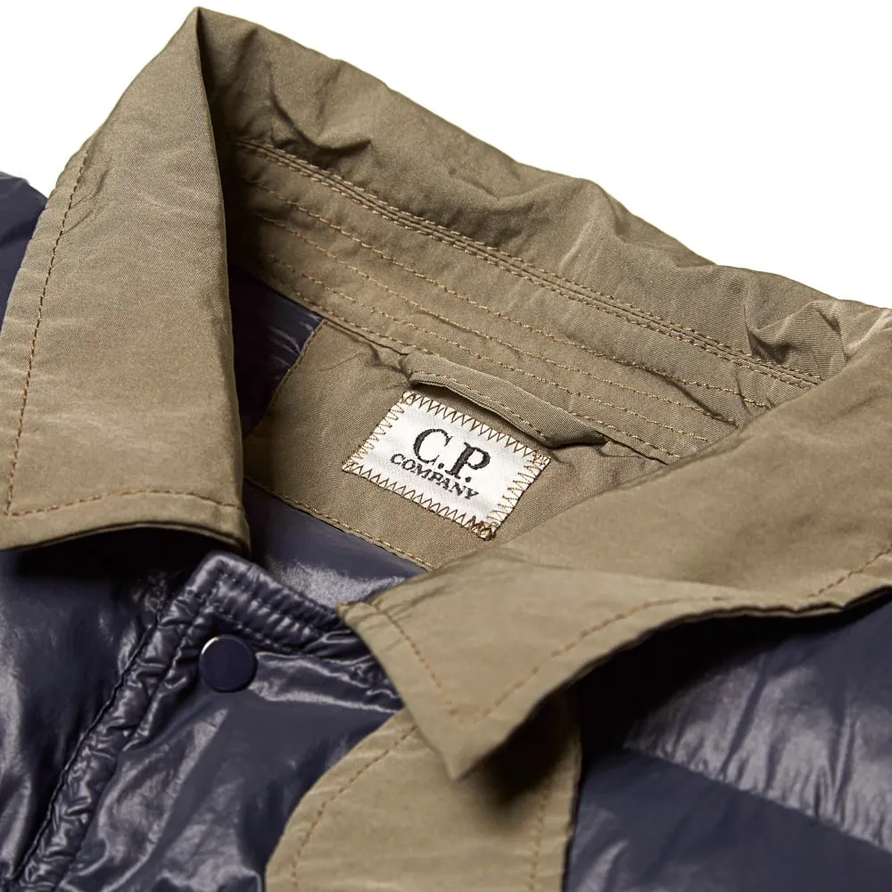 C.P. Company Garment Dyed Nylon Contrast Down OvershirtNavy