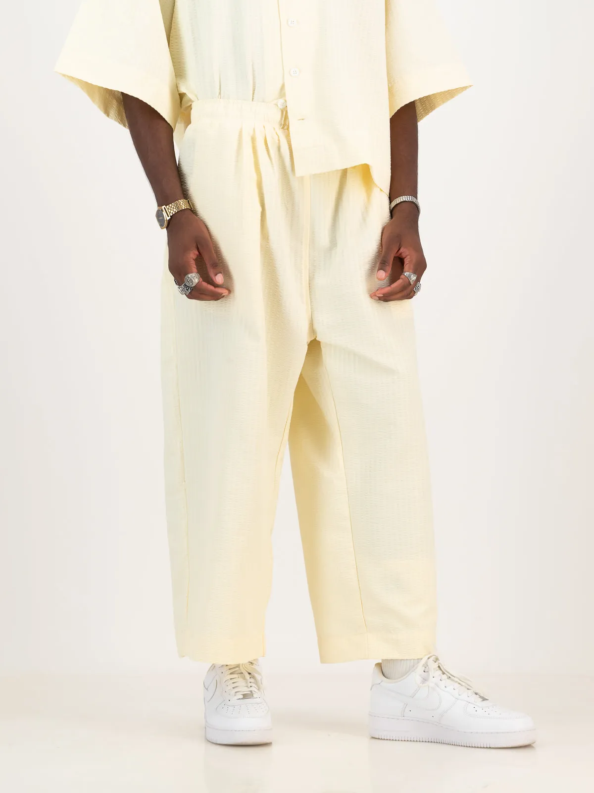 Cropped Cocoon Pants- Seersucker