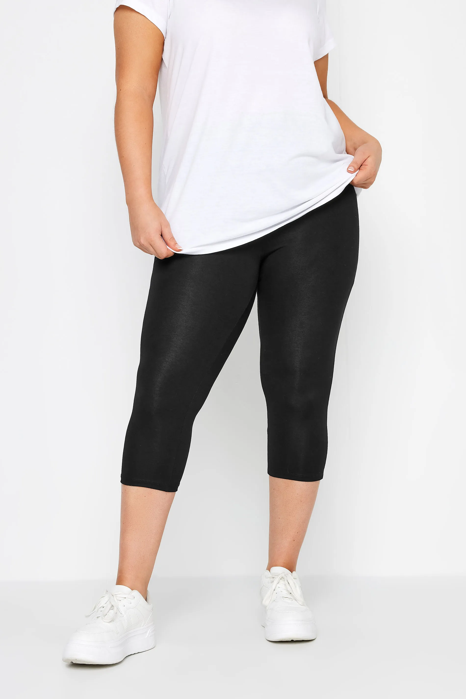 Curve Black TUMMY CONTROL Soft Touch Stretch Cropped Leggings