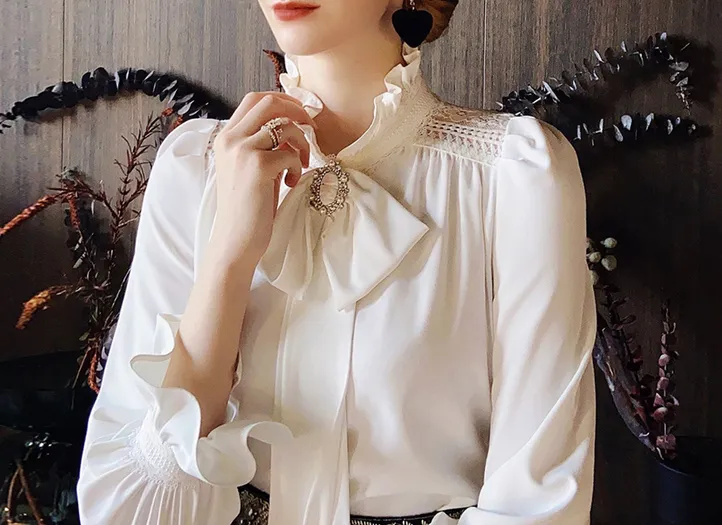 Dabuwawa  |Long Sleeves Lace Shirts & Blouses