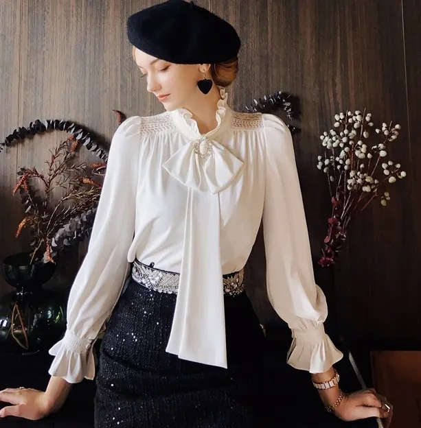 Dabuwawa  |Long Sleeves Lace Shirts & Blouses