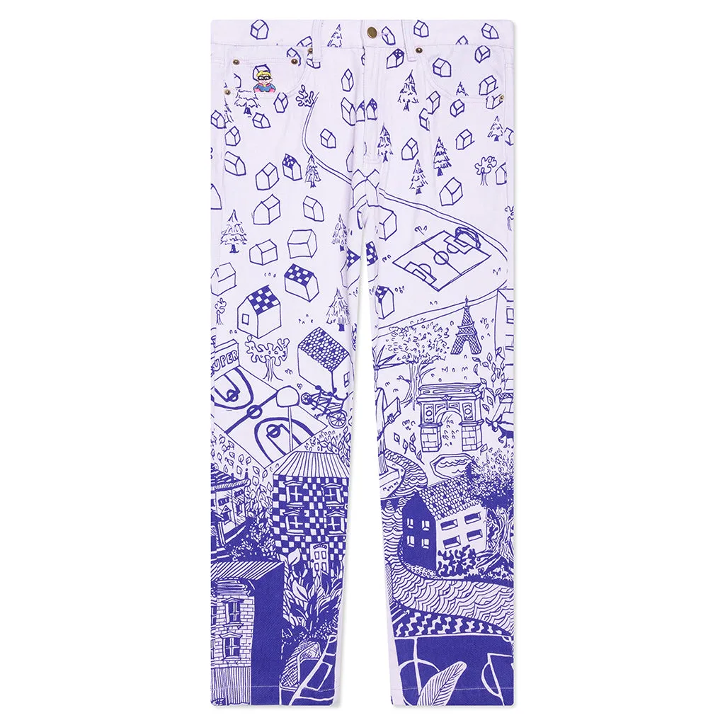 Doodle Drawing Pants - White