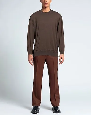 Ermenegildo Zegna  |Crew Neck Pullovers Long Sleeves Plain Cotton Oversized