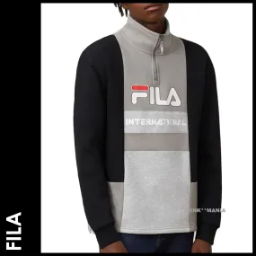 FILA  |Street Style Bi-color Long Sleeves Logo Sweatshirts