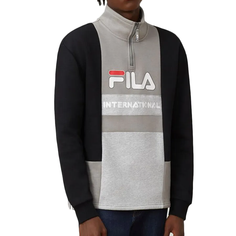 FILA  |Street Style Bi-color Long Sleeves Logo Sweatshirts