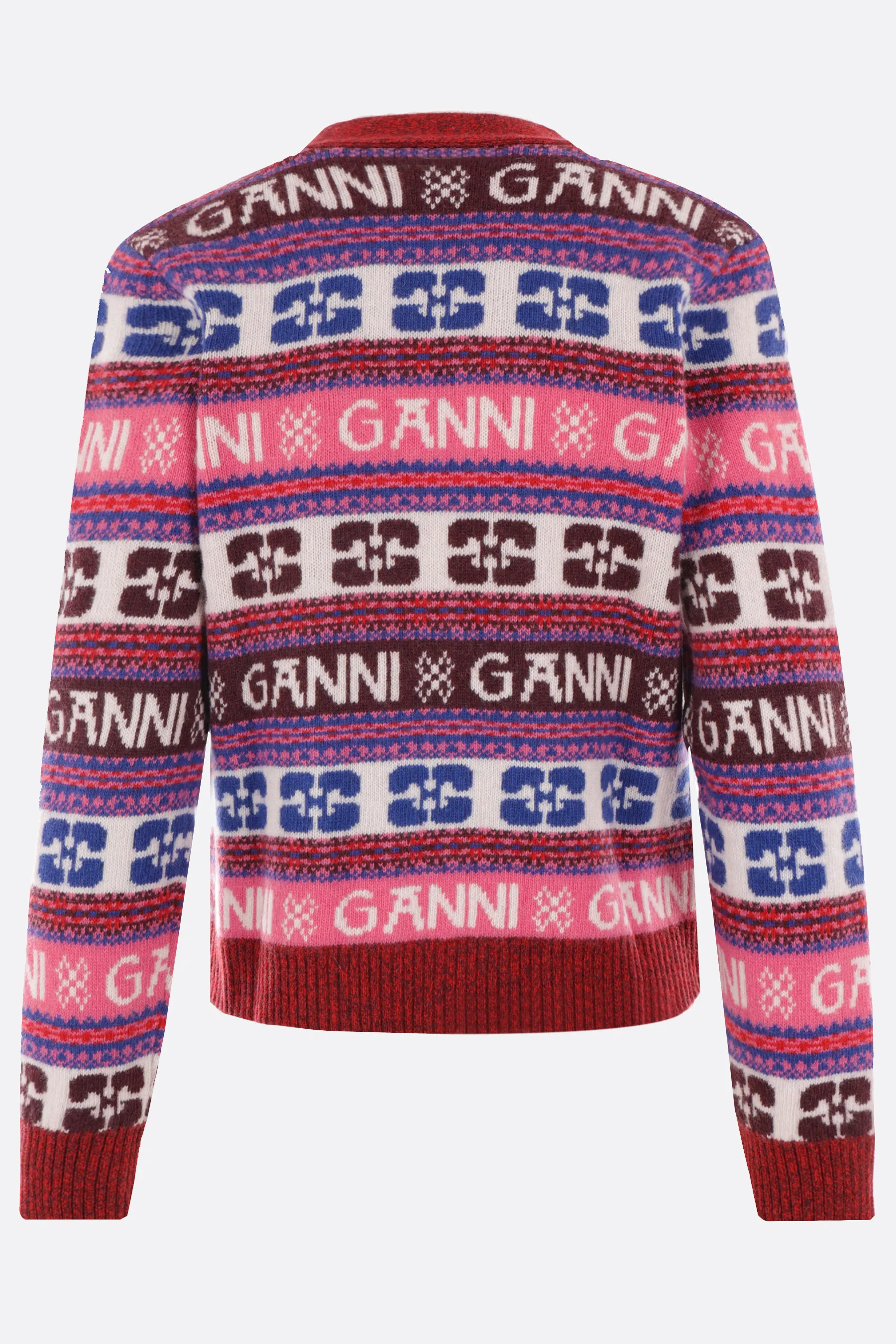 Ganni  |Wool Long Sleeves Logo Cardigans