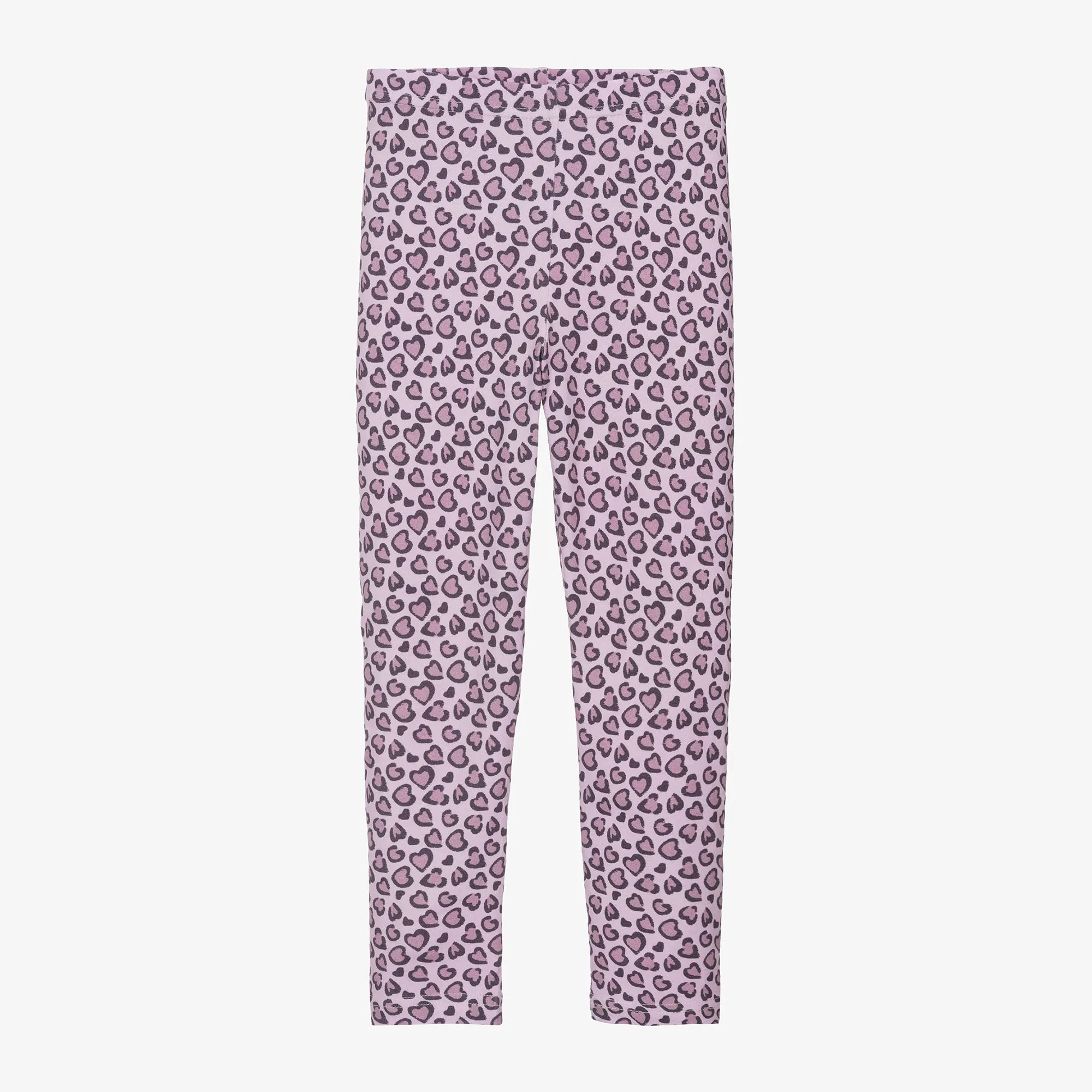 Girls Pink Heart Cotton Leggings