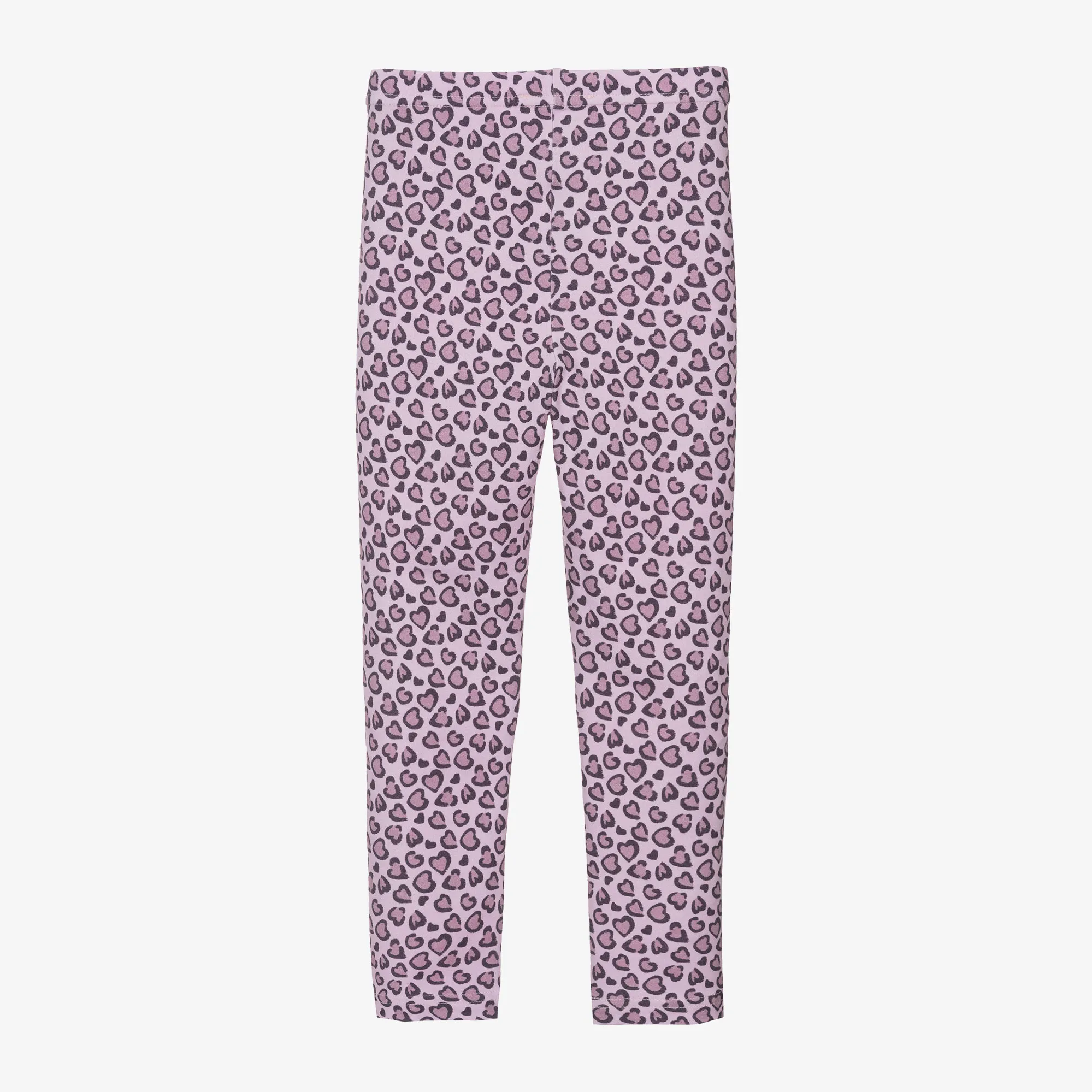 Girls Pink Heart Cotton Leggings