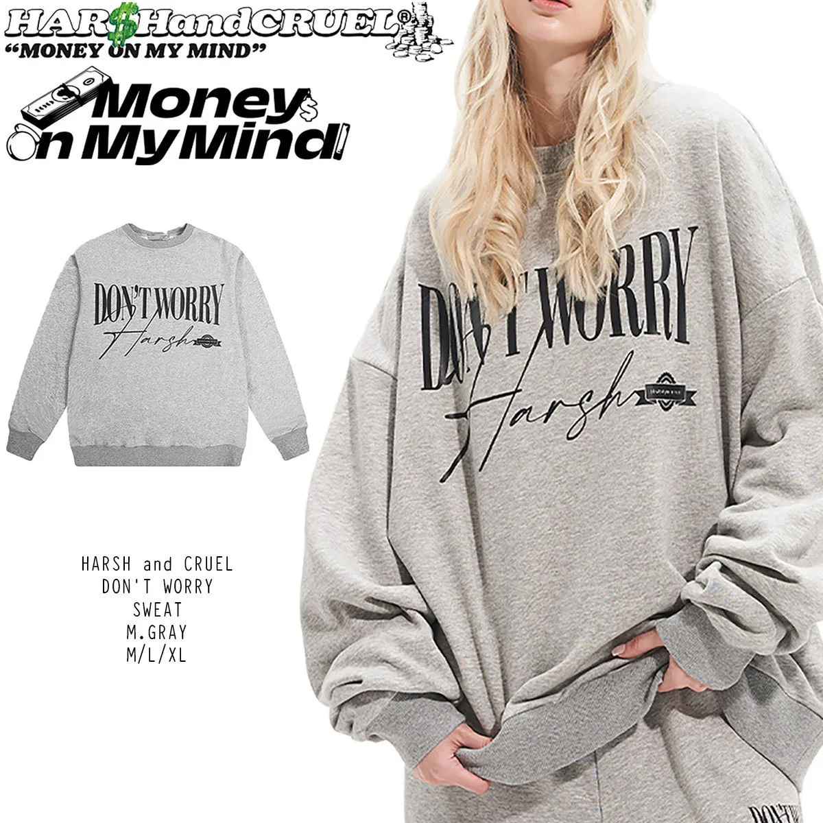 HARSH AND CRUEL  |Pullovers Unisex Sweat Street Style Long Sleeves Cotton