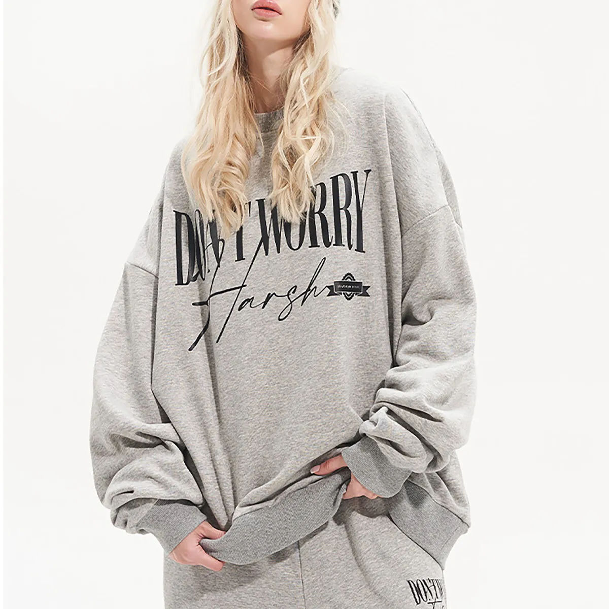 HARSH AND CRUEL  |Pullovers Unisex Sweat Street Style Long Sleeves Cotton