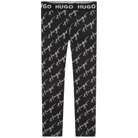 Hugo Girls Black Logo Leggings