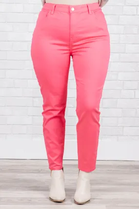 I'm That Girl Jeans, Cream Fuchsia