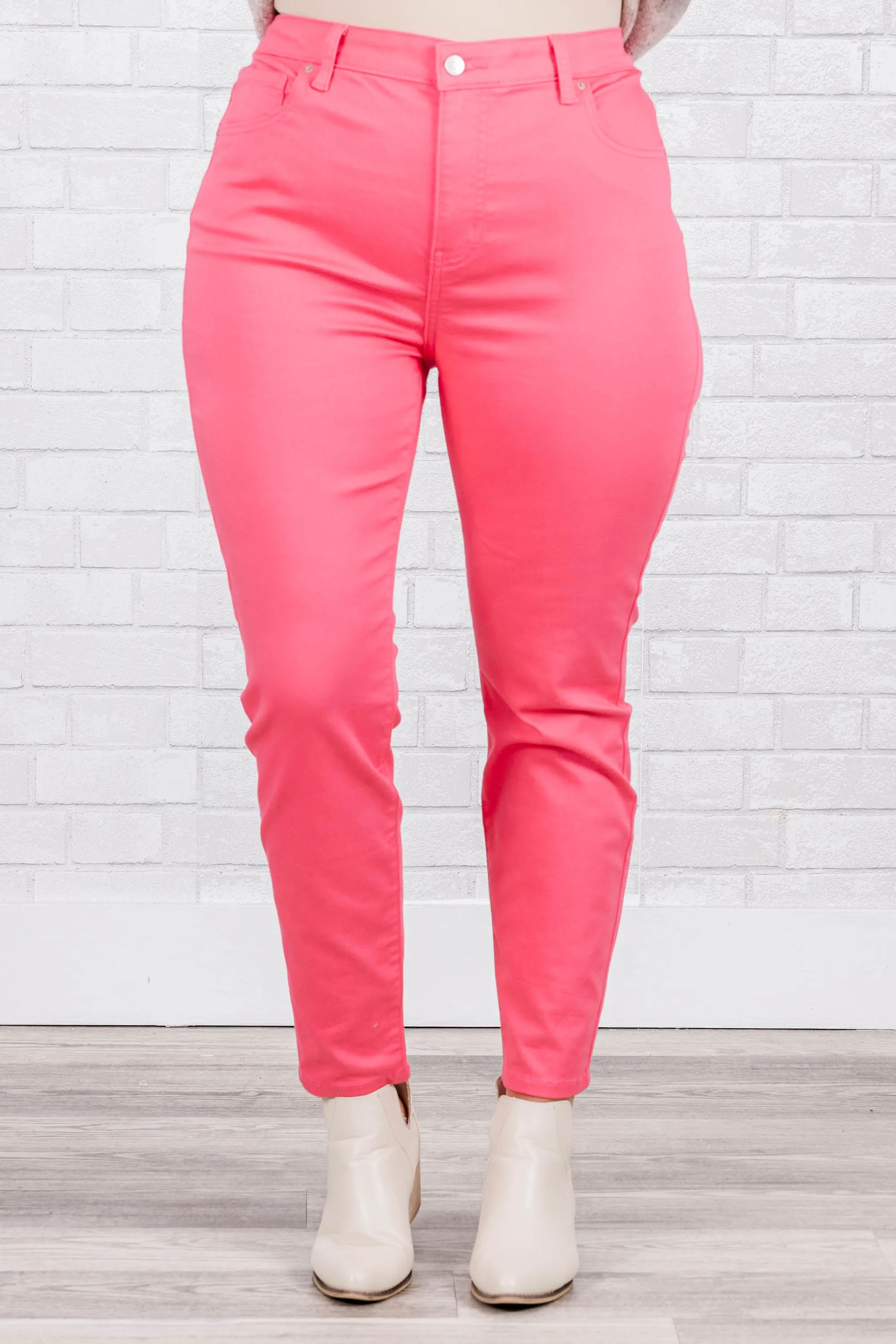 I'm That Girl Jeans, Cream Fuchsia