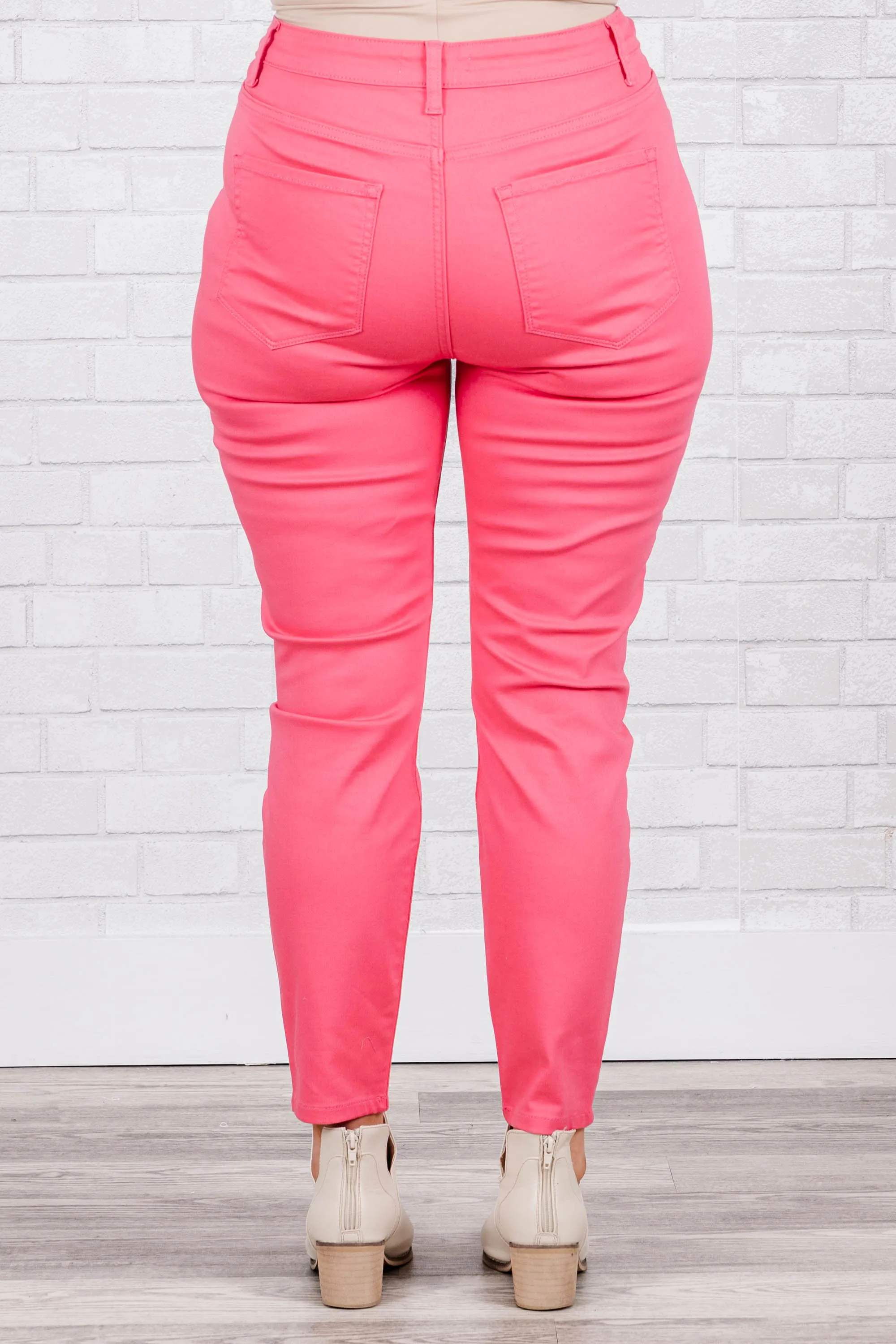 I'm That Girl Jeans, Cream Fuchsia