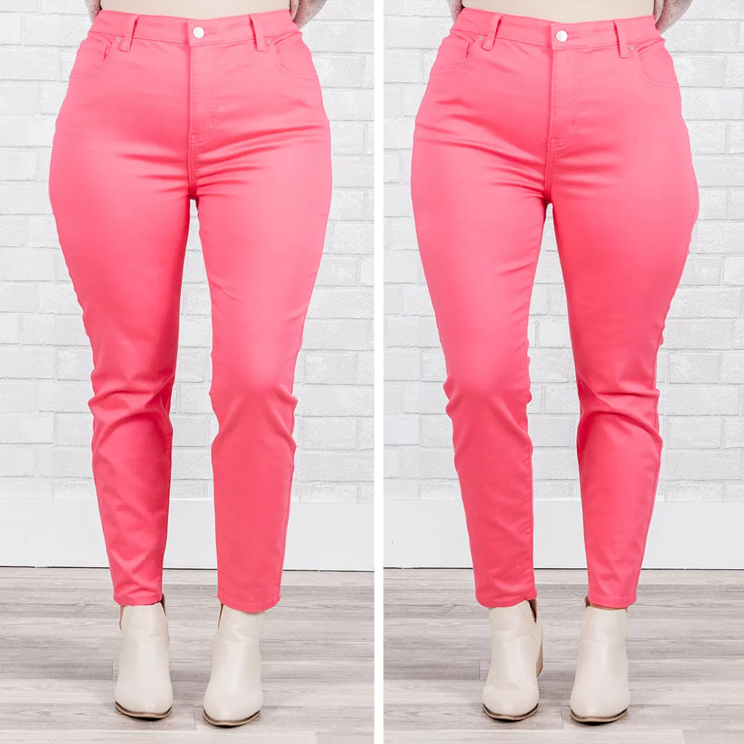 I'm That Girl Jeans, Cream Fuchsia