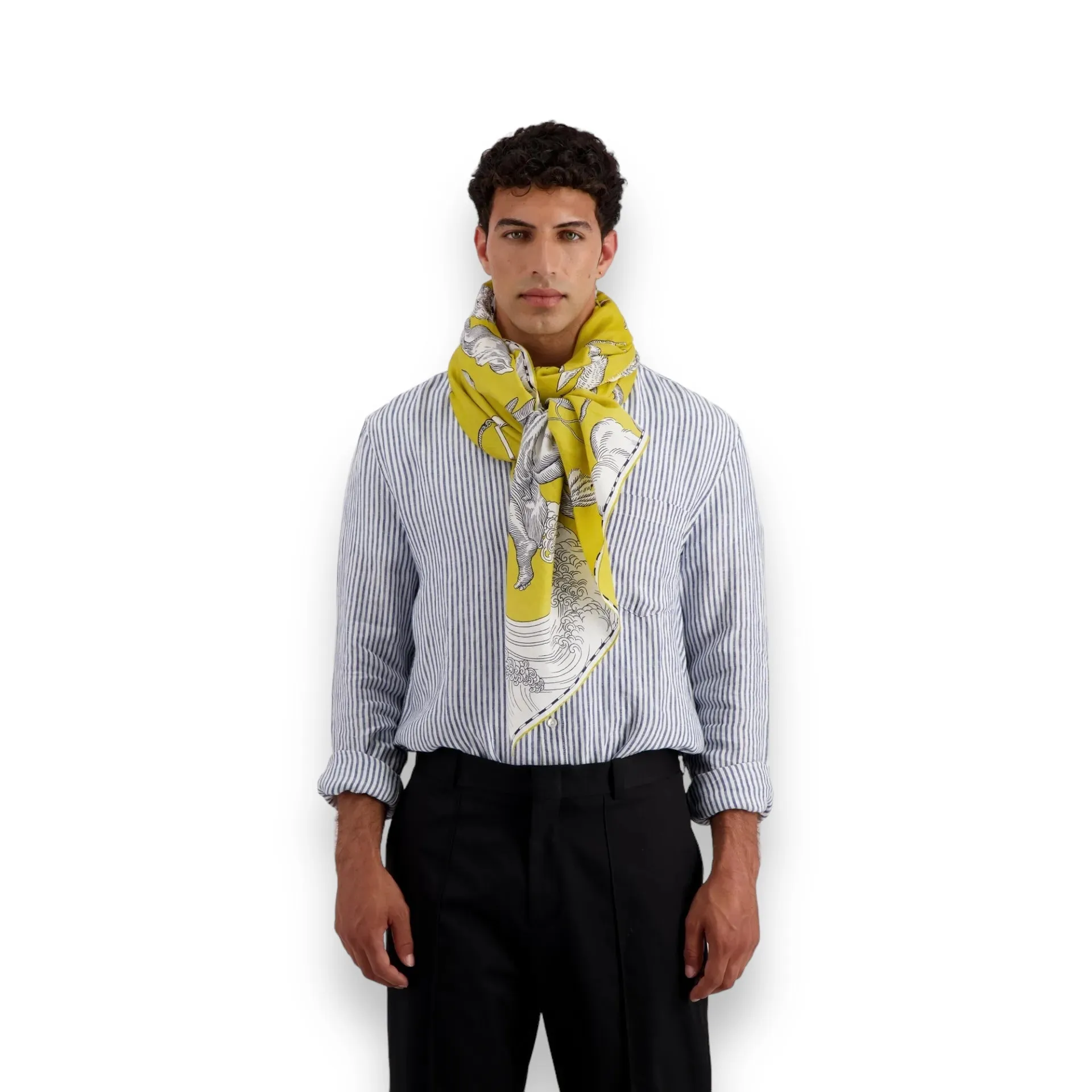 Inoui Editions Scarf 100 Cotton/Silk Astrologie yellow