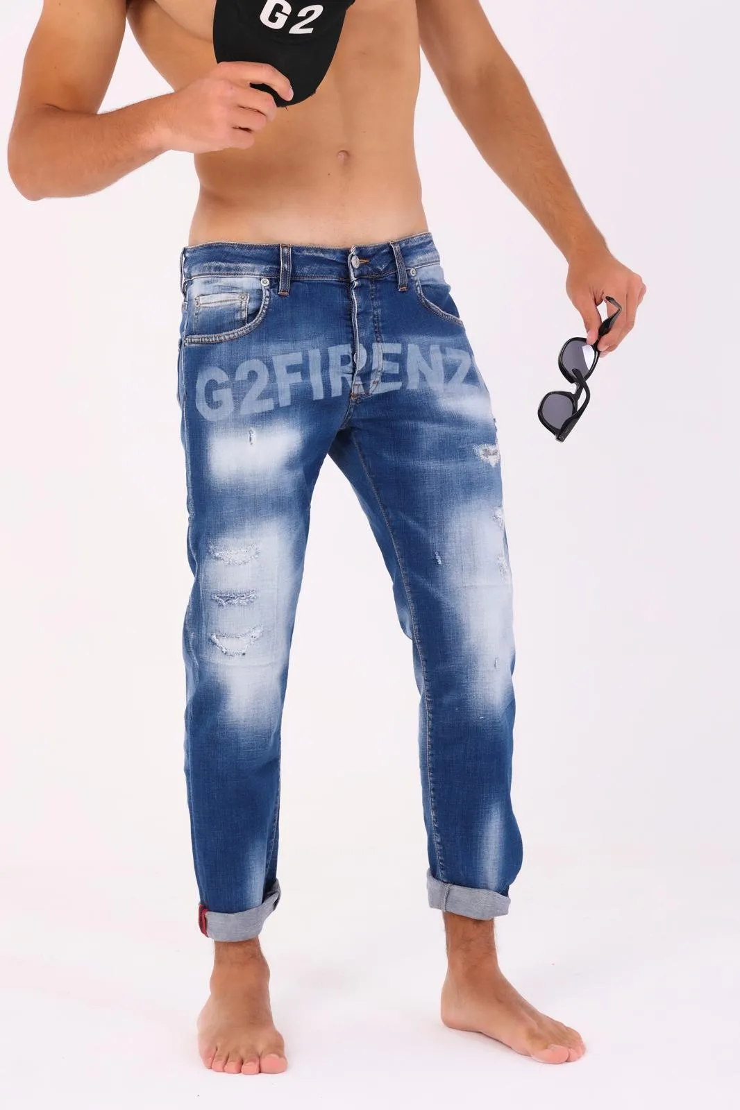 Jeans con stampa laser