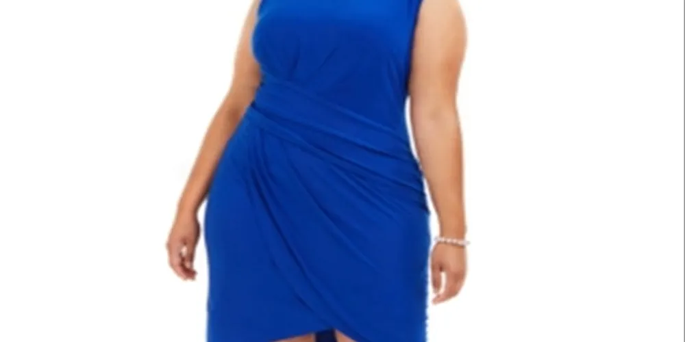 Jessica Howard Women's Plus Side Ruched Dress Blue Size 22W