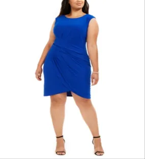 Jessica Howard Women's Plus Side Ruched Dress Blue Size 22W