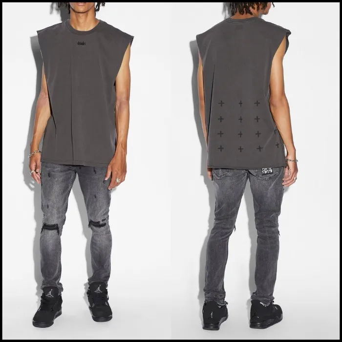 KSUBI  |Crew Neck Pullovers Sleeveless Street Style Plain Cotton