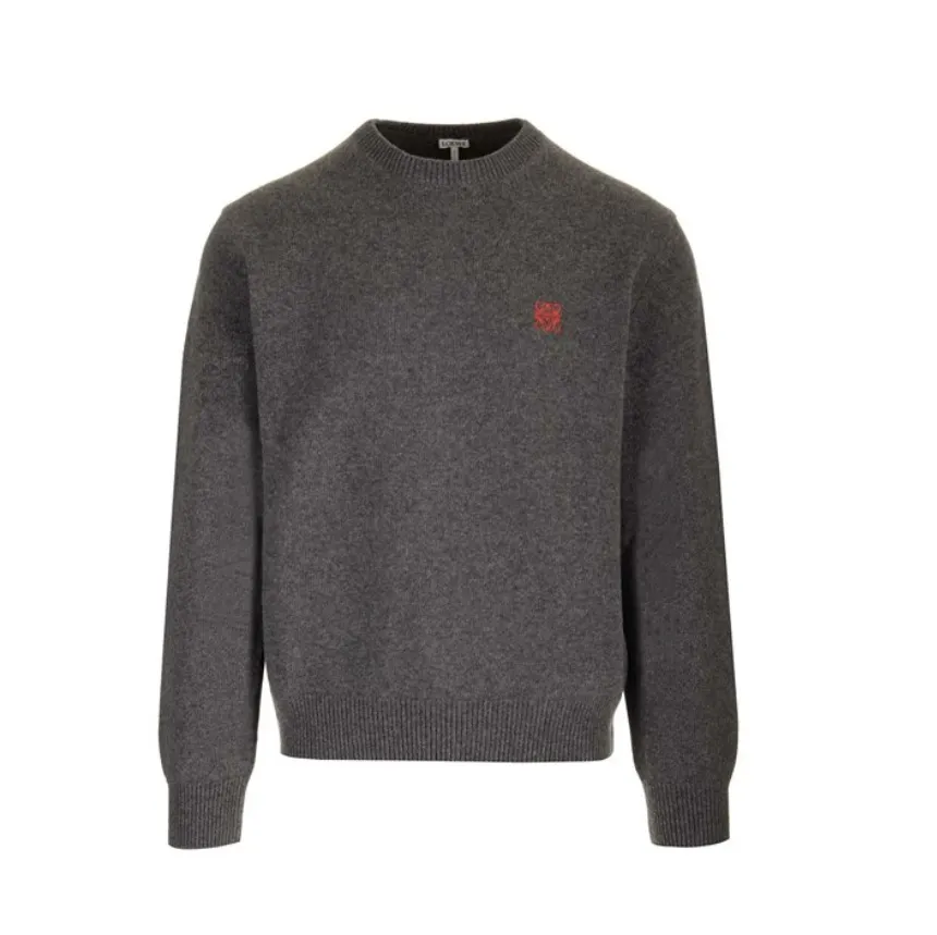 LOEWE  |Crew Neck Pullovers Monogram Wool Long Sleeves Plain Logo