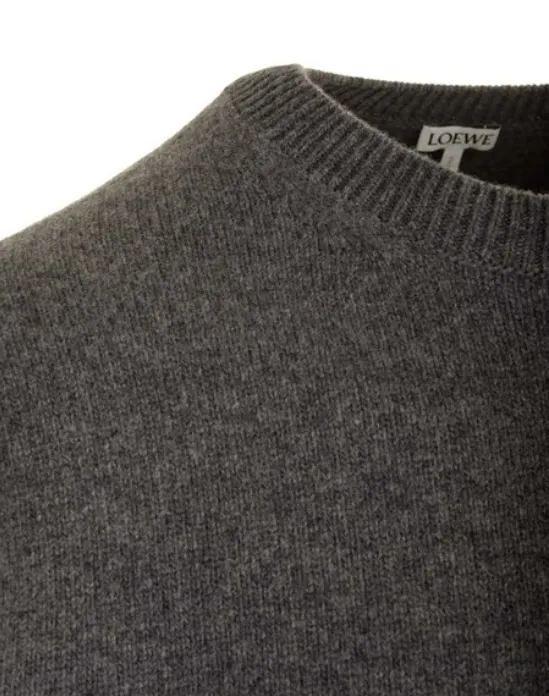 LOEWE  |Crew Neck Pullovers Monogram Wool Long Sleeves Plain Logo