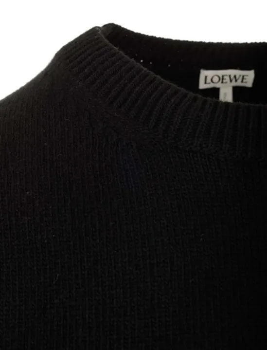 LOEWE  |Crew Neck Pullovers Monogram Wool Long Sleeves Plain Logo