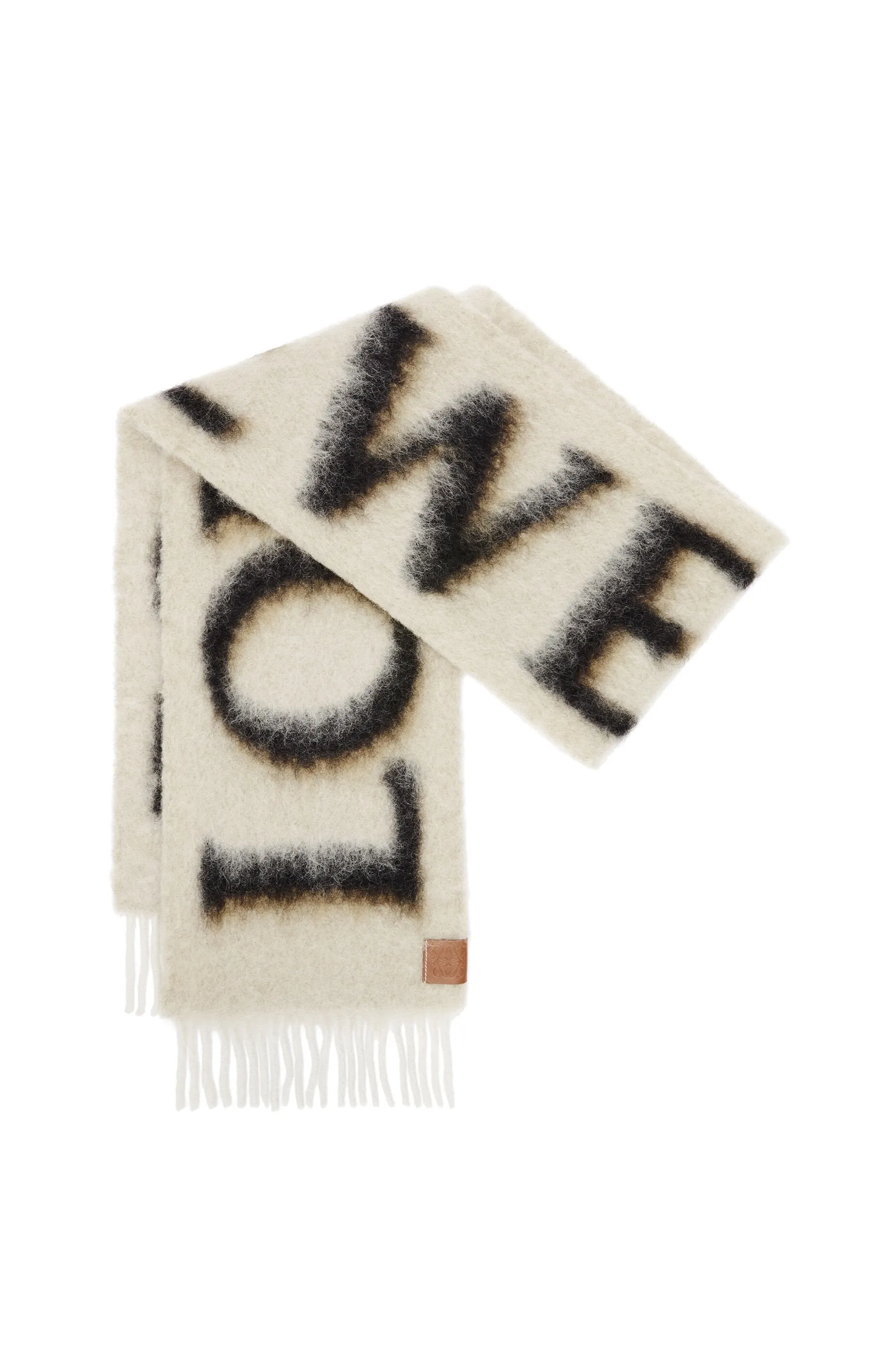 Loewe Scarf In Wool and Mohair - Camel/Black