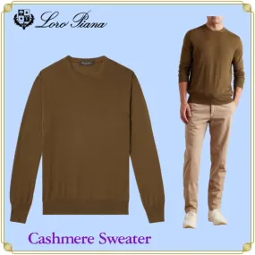 Loro Piana  |Pullovers Cashmere Street Style Boat Neck Long Sleeves Plain